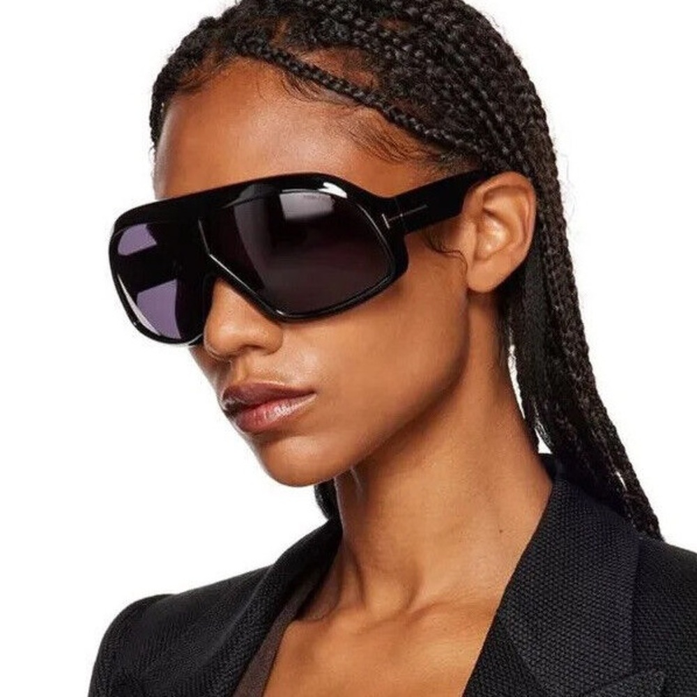 Tom Ford Black Shield Sunglasses with Gradient Lenses